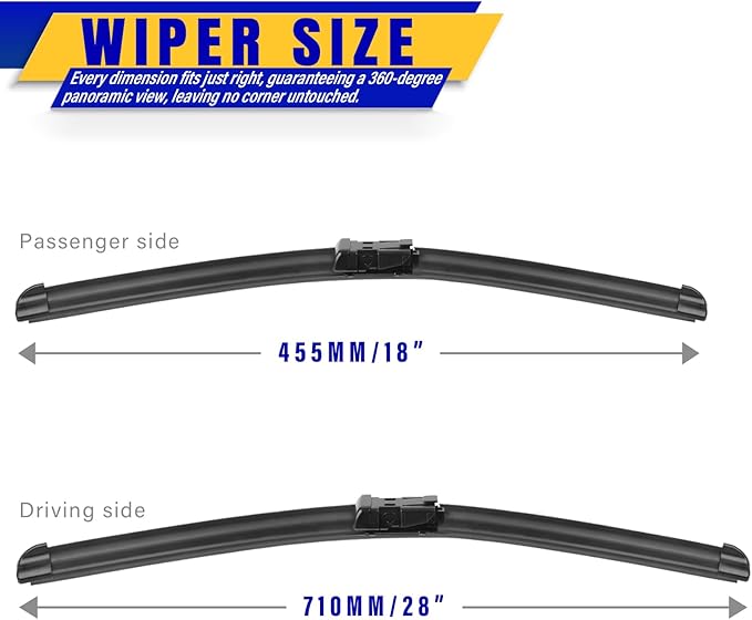 2 wipers Replacement For 2012-2018 2019 2020 Tesla Model S Original Equipment Replacement Windshield Wiper Blades - 28"/18" (Set of 2) Top Lock