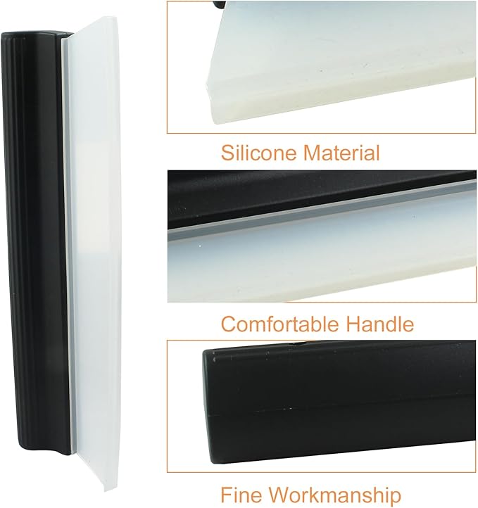 2 PCS 10 inch Silicone Car Squeegee - Flexible T-Bar Quick Dry Water Blade for Car, Windshield, Glass, Window Drying - Black