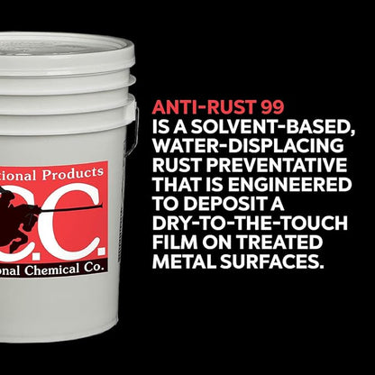 International Chemical Company Anti-Rust 99 High-Performance Evaporative Solvent Rust and Corrosion Preventative; MIL C 16173 D Grade 3; 5 Gallons