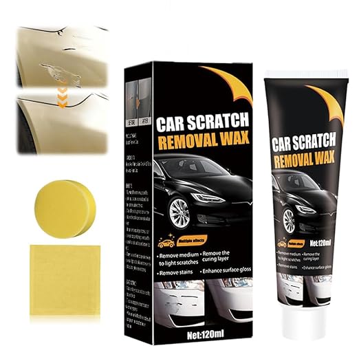 Scratch Remover for Vehicles, 2025 New Car Scratch Remover with Wipe and Sponge, Upgrade Car Scratch Repair Paste Adhesive Polishing Wax for Repairing Scratches, Car Paint Scratch Repair Kit (1)