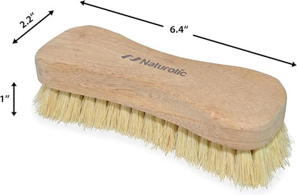 All-Natural Wooden Scrub Brush Set | Eco-Friendly Cleaning Brush Set with Tampico Bristles | Floor Scrub Brush & Shower Scrubber for Bathroom, Tub, Kitchen & Carpet | Sustainable Set – Pack of 12