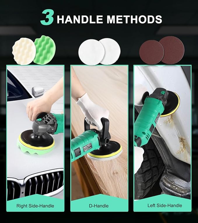 Buffer Polisher, 1600W 7 Inch/6 Inch Pure Copper Motor Car Buffers and Polishers Kit, 7 Variable Speeds 1000-3500 RPM Car Polishers and Buffers, Ultra-long Cord for Car Boat Polishing Waxing.