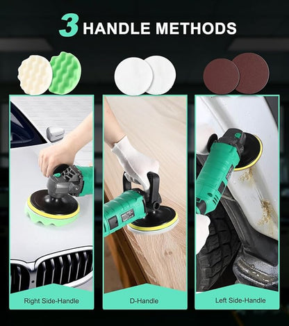Buffer Polisher, 1600W 7 Inch/6 Inch Pure Copper Motor Car Buffers and Polishers Kit, 7 Variable Speeds 1000-3500 RPM Car Polishers and Buffers, Ultra-long Cord for Car Boat Polishing Waxing.