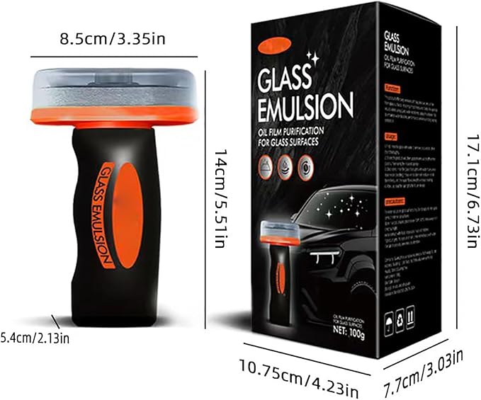 2PCS Glass Oil Film Remover for Car,Roll-On Glass Compound with Cleaning Board,Removes Oil Film & Smudges,Universal Anti-Rain Fog BrushOil Film Remover for Car Windshields and Windows(100g)