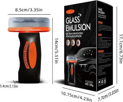 2PCS Glass Oil Film Remover for Car,Roll-On Glass Compound with Cleaning Board,Removes Oil Film & Smudges,Universal Anti-Rain Fog BrushOil Film Remover for Car Windshields and Windows(100g)