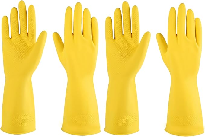 IUCGE Rubber gloves dishwashing 2 or 4 Pairs for Kitchen,Cleaning gloves for household Reuseable.