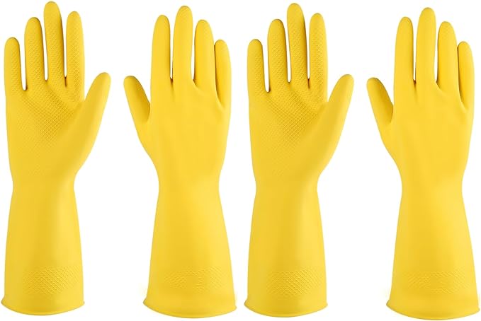 IUCGE Rubber gloves dishwashing 2 or 4 Pairs for Kitchen,Cleaning gloves for household Reuseable.