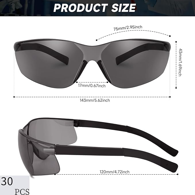 Salfboy Safety Glasses for Men Women ANSI Z87.1 Safety Glasses Bulk Protective Eyewear Scratch-Resistant