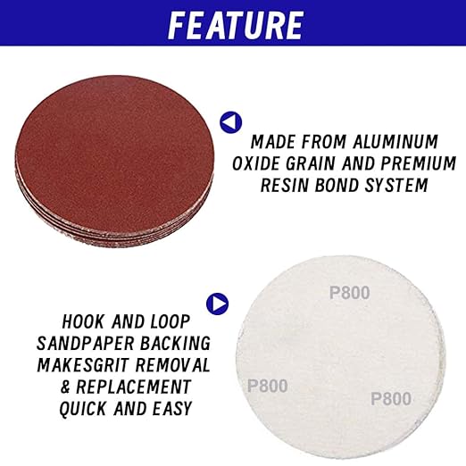 WCIC 100-Pack 3-Inch Auto Body Sanding Discs |P80 to P1200 | Aluminum Oxide | Optimized for Primer, Filler & Clear Coat