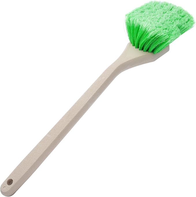 Nanoskin Professional 20-Inch Angled Tire & Wheel Cleaning Brush - Durable Green Polystyrene Bristles for Effective Auto Detailing, Gentle Car Wash Tool | Long-Handled Scrub Brush for Trucks and RVs
