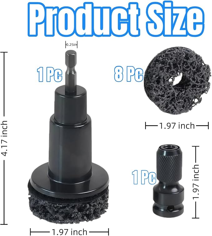 Wheel Hub Cleaning Tool Kit, Professional Brake Hub & Wheel Stud Cleaner with 8 Grinding Heads, Rust Removal & Resurfacing Kit for Car, Truck and SUV Maintenance, Fits Power Drill