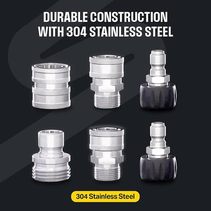 Active M22-14mm Pressure Washer Quick Connect Kit, 304 Stainless Steel M22-14mm to 3/8" Male to Female Quick Disconnect Kit for Power Washer Assembly