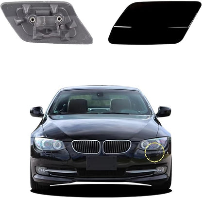Car Front Bumper Headlight Washer Cover Compatible with BMW 328i 3351 335lS Coupe Convertible 2011-2013 Headlight Washer Nozzles Cover 61677253393 61677253394 Water Spray Cover Black Left