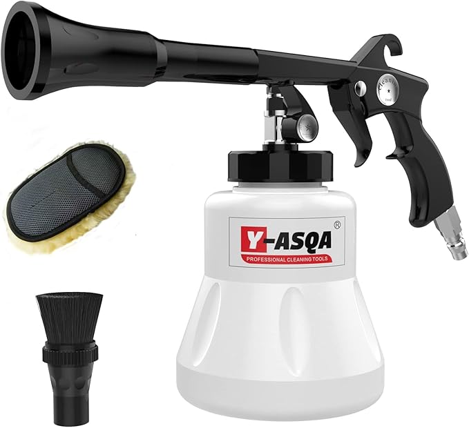 Y-ASQA Car Cleaning Gun Professional Deep Stain Removal air Pulse car Detail Thicken Cleaner Gun for Upholstery Carpet seat Canopy Interior Detailing Cleaning Kit