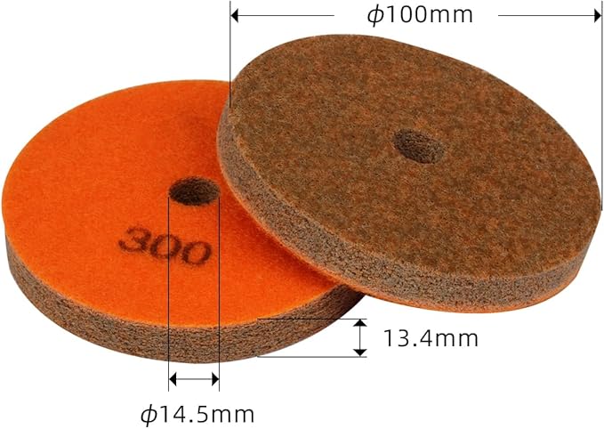 4" Diamond Sponge Fiber Polishing Pad 300 Grit - Polishing Tile Stone Marble Concrete Ceramics Glass 2Pcs