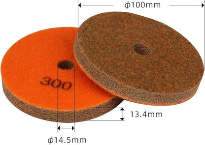 4" Diamond Sponge Fiber Polishing Pad 300 Grit - Polishing Tile Stone Marble Concrete Ceramics Glass 2Pcs