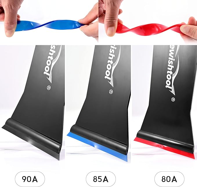 NEWISHTOOL Bulldozer Squeegee Kit Tint Tools, Long Handle Rubber Squeegee for Front/Back Rear Window Film Application, Pack of 3 Different Durometer Blade Replaceable Auto Flat Glass Tint Squeegee