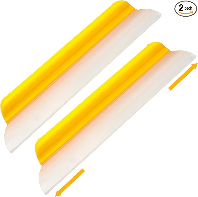 2 Pack 14 inch Car Drying Squeegee Longer Silicone Automotive Water Wiper Flexible Auto T-Bar Rubber Blade for Car Windshield Glass Window Bathroom Shower Squeegees Wash Tool(Yellow)