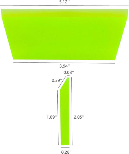 CARTINTS 2pack Squeegee Blades Replacement Rubber Squeegee, 5.1x 2 inch, for Cleaning Glass, Shower Door and Car Windows and Screen Printing,Green