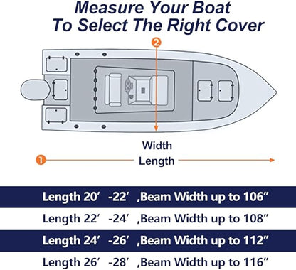 900D Marine Grade Fade and Tear Resistant Trailerable T-Top Boat Cover, Heavy-Duty Waterproof and UV-Proof T TOP Boat Storage Cover with Windproof Metal Buckle Straps Fit 18ft-20ft Long(Navy)