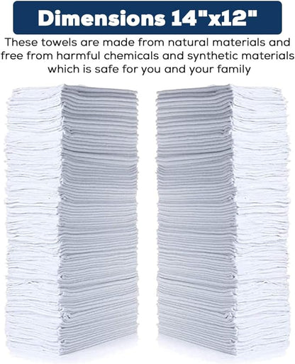 SIMPLI-MAGIC Cotton Shop Towels 14"x12" (145 Pack) – Reusable Cleaning Shop Rags for Automobiles, Industries, Garage and Homes (White)