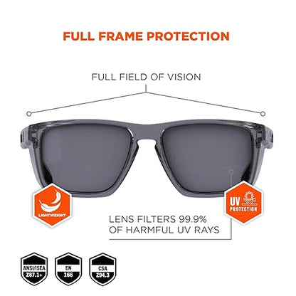 Ergodyne Skullerz SIXTEN Safety Glasses with Side Shields, Anti Fog + Anti Scratch, ANSI z87.1 with Protective Microfiber Eyewear Cleaning & Storage Bag