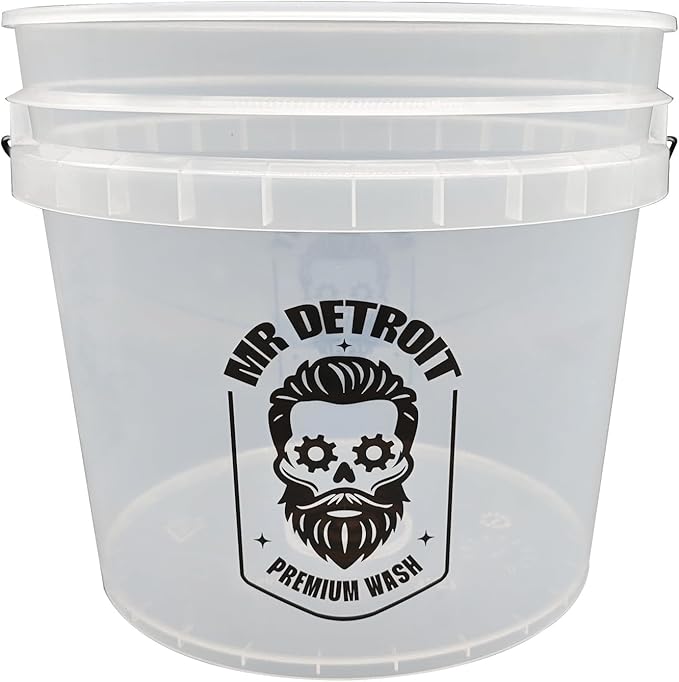 Mr. Detroit - 7pc Car Wash Kit Foam Blaster Bucket w/Filter Chenille Car Wash Glove Glass Towel, 64oz Car Soap, 16oz Glass Cleaner, Perfect Auto Detailing Gift for Car Lovers & DIYers