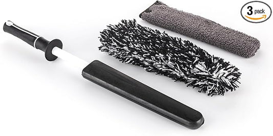 Detail Factory - Wheel Brush Kit with Interchangeable Microfiber Covers - Ultra-Soft Cleaning, Washing and Detailing Wheels, Tires, and Rims - Black Ice