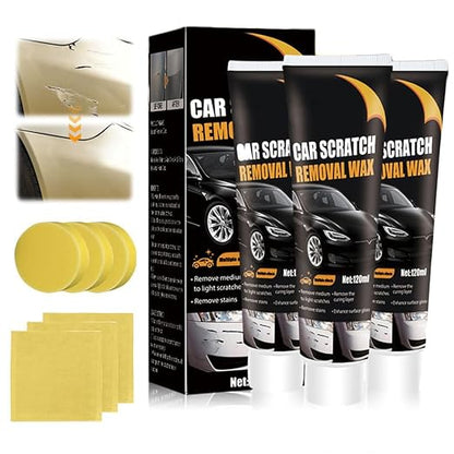 Scratch Remover for Vehicles, 2025 New Car Scratch Remover with Wipe and Sponge, Upgrade Car Scratch Repair Paste Adhesive Polishing Wax for Repairing Scratches, Car Paint Scratch Repair Kit (3)
