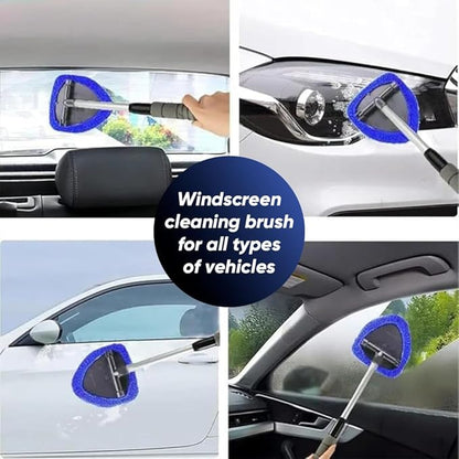 Telescopic Microfiber Glass Car Defroster Brush, 180° Rotating Head and Retractable Handle Multi-Surface Cleaner for Windows, Mirrors, Tiles (Red)