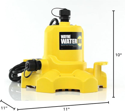WAYNE - WaterBUG 1/6 HP 1350 GPH Submersible Pump with Multi-Flo Technology - Water Removal and Transfer Pump, Yellow