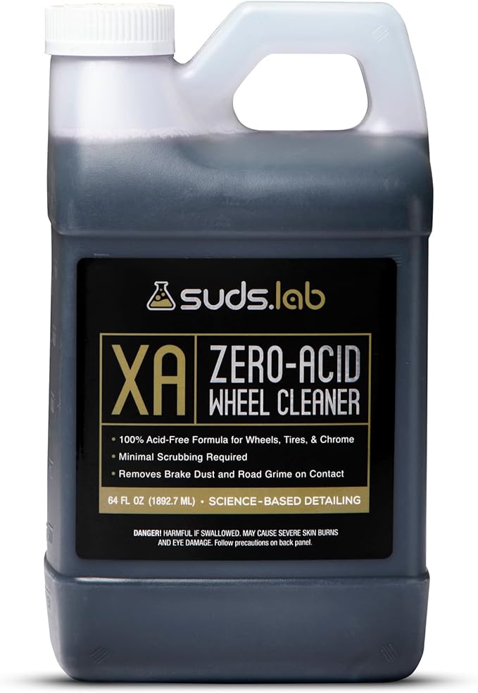 Suds Lab XA Zero-Acid Wheel Cleaner - Cleans Brake Dust and Grime for Car Rims and Tires - Safe on Chrome, Alloy and Aluminum Rims - 64 oz