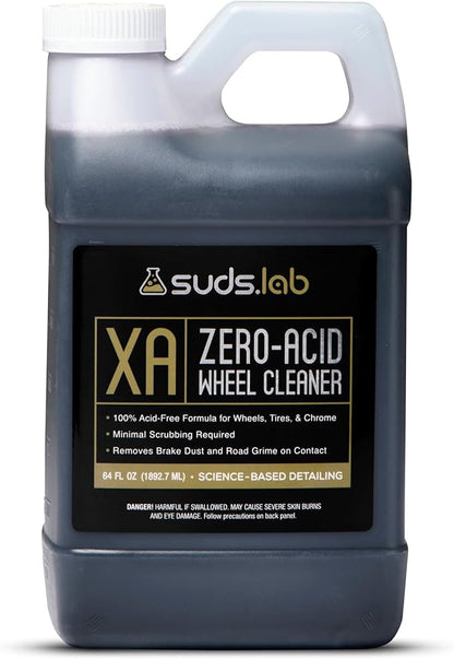 Suds Lab XA Zero-Acid Wheel Cleaner - Cleans Brake Dust and Grime for Car Rims and Tires - Safe on Chrome, Alloy and Aluminum Rims - 64 oz