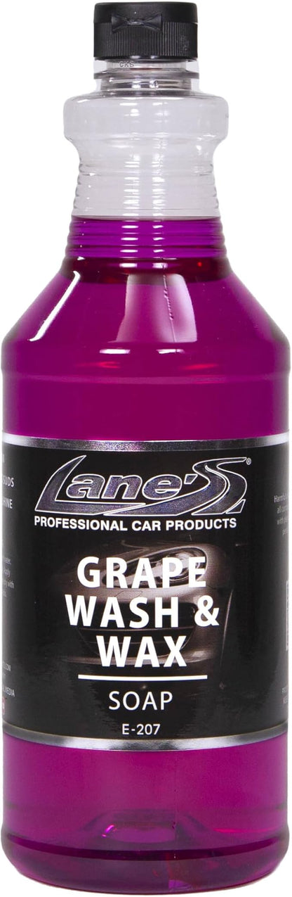 Lanes Car Wash and Wax - Car Wash and Wax in One, Grape Scented Car Wash, Safe for All Surfaces, Concentrated Soap Wax Formula (32 Oz)