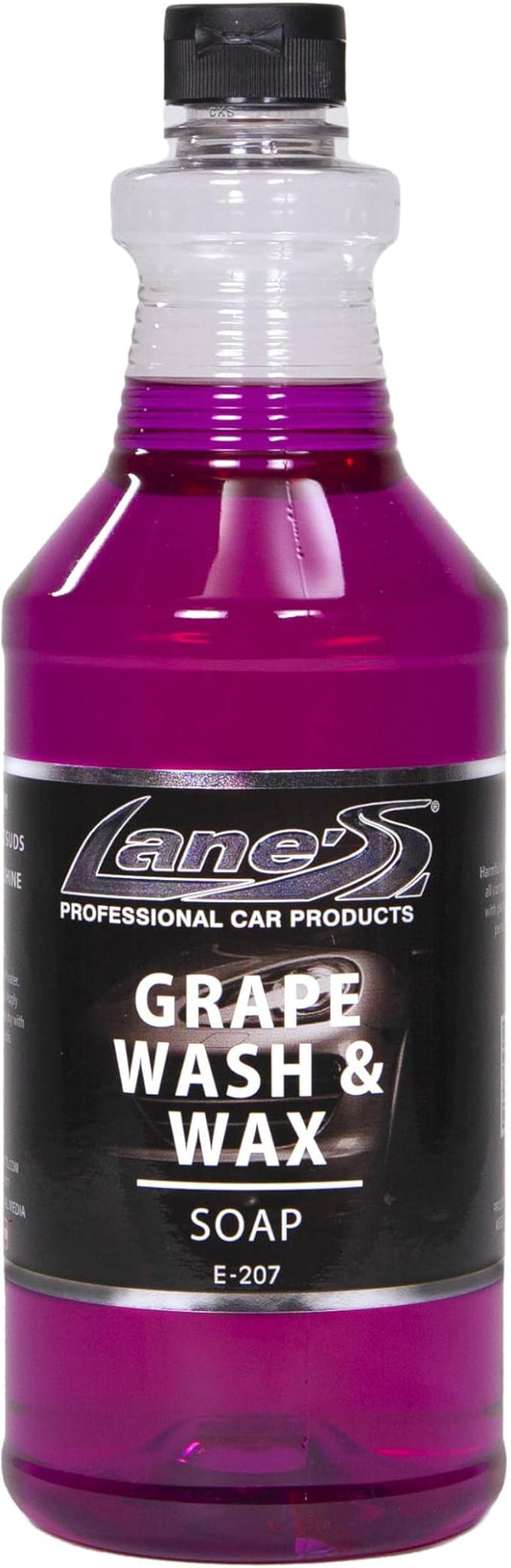 Lanes Car Wash and Wax - Car Wash and Wax in One, Grape Scented Car Wash, Safe for All Surfaces, Concentrated Soap Wax Formula (32 Oz)