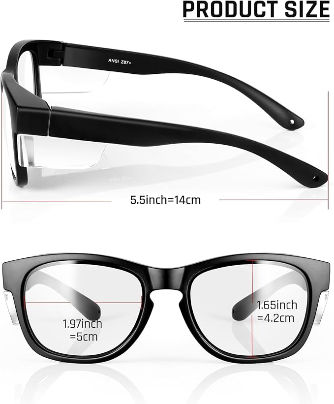 MORK&SUKY Safety Glasses with Side Shields，ANSI Z87.1 Certified Protective Eyewear for Work & Outdoor Use.