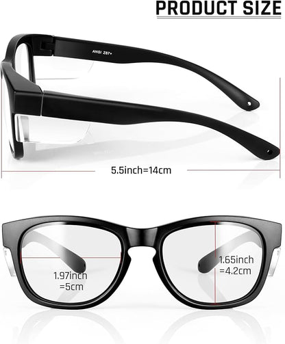 MORK&SUKY Safety Glasses with Side Shields，ANSI Z87.1 Certified Protective Eyewear for Work & Outdoor Use.
