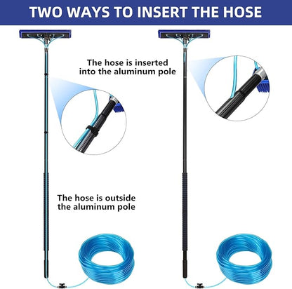 Water Fed Pole Kit, 40 FT Length Adjustable Solar Panel Window Cleaning Brush and Pole, 4-40ft Aluminium Pole Window Washing Kit for Cleaning Windows, Solar Panels and Roof