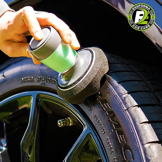 ExoForma Flow Tire Shine Applicator | Reusable Car & Truck Tire Dressing Applicator for No-Drip, Streak-Free Shine | Works with All Tire Shine & Gels | Professional Car Detailing Tool