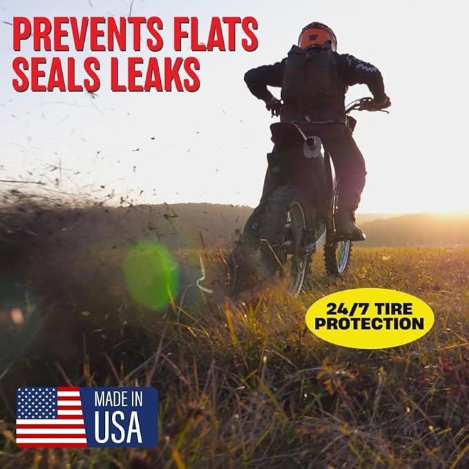Flat Out Tire Sealant Sportsman Formula - Prevent Flat Tires - Seal Leaks - Sportsman Formula with Valve Core Tool - Contains Kevlar - Tubeless Tire Sealant - Fast-Acting Formula - 1 Gallon