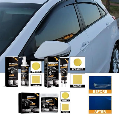 Wax Polishing Compound & Scratch Remover,Scratch Repair Wax for Car,Premium Car Scratch Remover Kit with Wipe & Sponge,White (Lotion)
