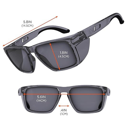 Ergodyne Skullerz SIXTEN Safety Glasses with Side Shields, Anti Fog + Anti Scratch, ANSI z87.1 with Protective Microfiber Eyewear Cleaning & Storage Bag
