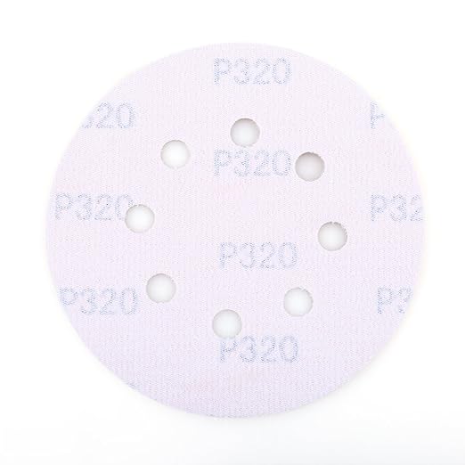 LotFancy 100 PCS 320 Grit Sandpaper, 5 Inch 8 Hole Sanding Disc Aluminum Oxide, Orbital Sander Sandpaper for Stripping Paint, Sand Paper for Wood, Plastic, Rust Removal, Random Orbital Sander Pads