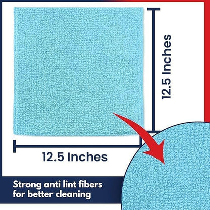 USANOOKS Microfiber Cleaning Cloth - Turq - 24Pcs (12.5x12.5 inch) High Performance - 1200 Washes, Ultra Absorbent Car Towel Traps Grime & Liquid for Streak-Free Mirror Shine - car Washing Cloth