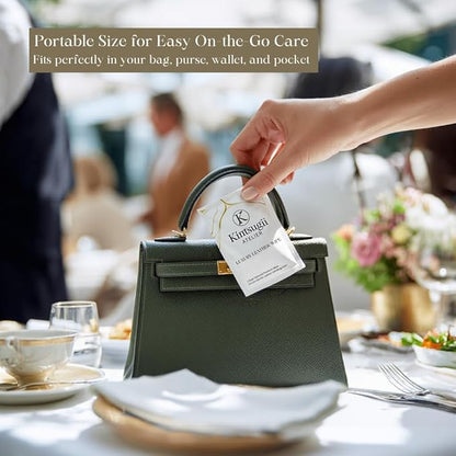 Luxury Leather Handbag Wipes – Individually Wrapped, Dual-Textured Cleaning for Purses, Shoes & Leather Goods – Safe, Non-Rinse, On-the-Go Care, 20 Count by Kintsugii Atelier