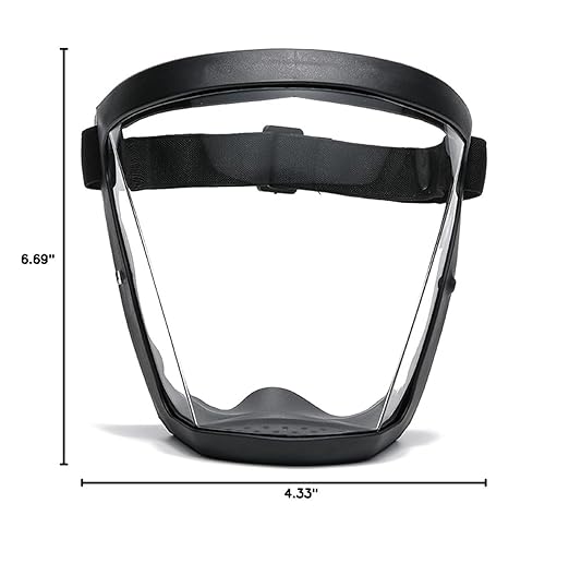 Banxian Super Protective Face Shield,Anti Fog Mask,Adult Clear Face Shield,Plastic Face Mask （Black）