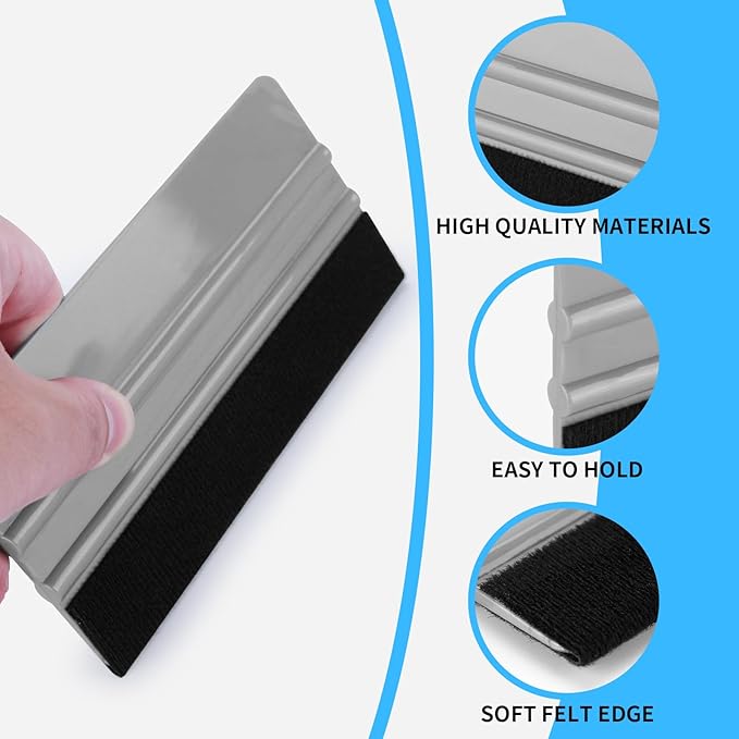 10 Pack Vinyl Wrap Squeegee 6 Inch Felt Edge Window Film Tint Decal Applicator Scraper Wallpaper Smoothing Tool with 10 Pcs Black Felt Fabric