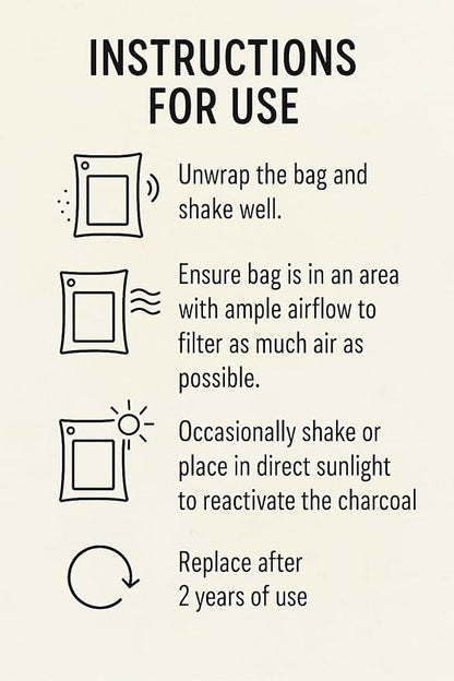 1000g Large Bamboo Charcoal Air Purifier Bag - Car Deodorizer Freshener - Remove Odor and Control Moisture in Your RV, Camper, SUV, Truck, Closet, Mobile Home, Storage - Non fragrant 1kg