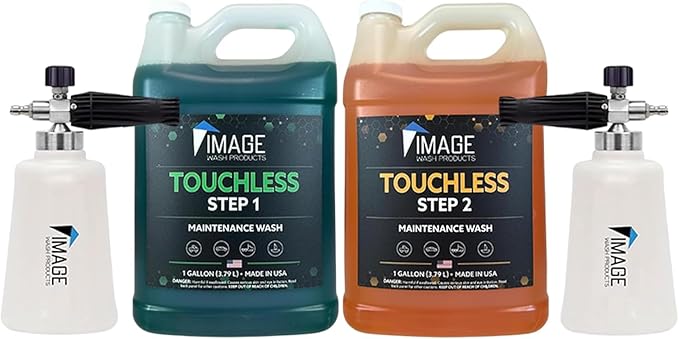 Image Wash Products® Touchless Car Wash Soap Kit | Foam Cannon & Pressure Washer Soap | No Scrub Truck & RV Wash | Heavy Duty Car Soap | Step 1 & 2 Touchless Wash System (128 Fl Oz With Foam Cannon)