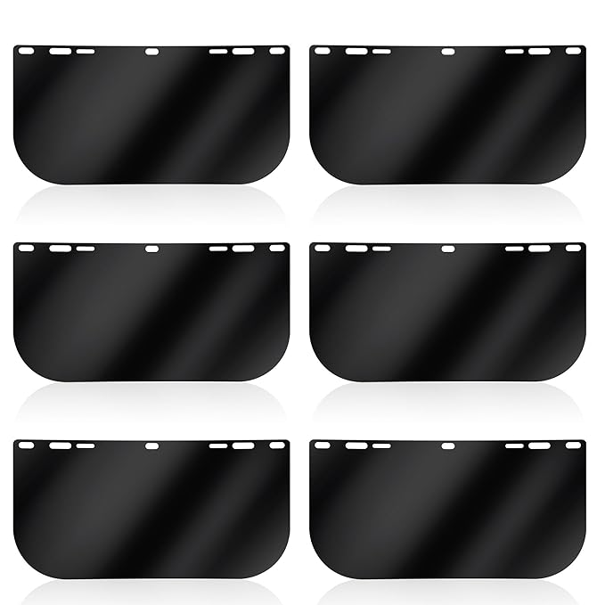 Feekoon 6 Pack Face Shield Replacement Lens, 15.5'' x 8'' Tinted Full Face Shield Compatible with Hobart 770580, Protective Safety Visor Replacement for Welding, Grinding, DIY, Cosplay Helmet
